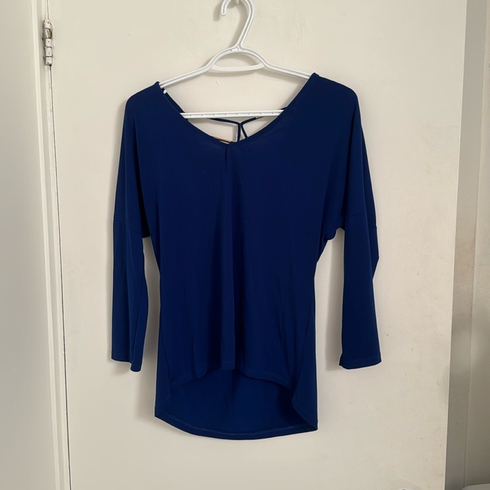 HKR Collection Backless Royal Blue 3/4 Sleeves Top